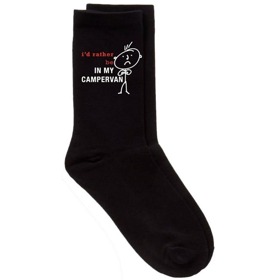 Men's I'd Rather Be In my Campervan Black Calf Socks Fathers Day Dad Husband Boyfriend Uncle Grandpa Grandad Present
