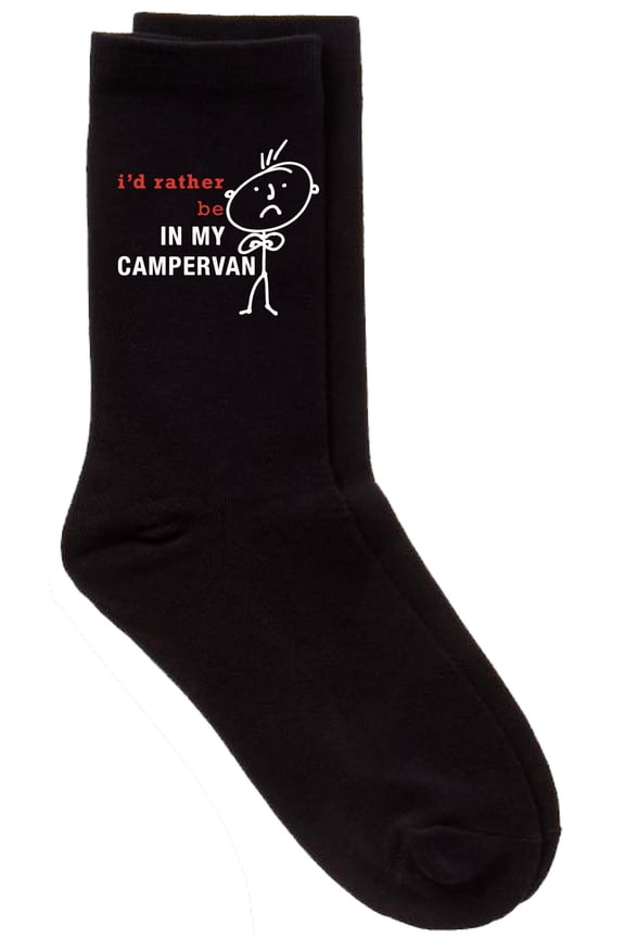 Men's I'd Rather Be In my Campervan Black Calf Socks Fathers Day Dad Husband Boyfriend Uncle Grandpa Grandad Present