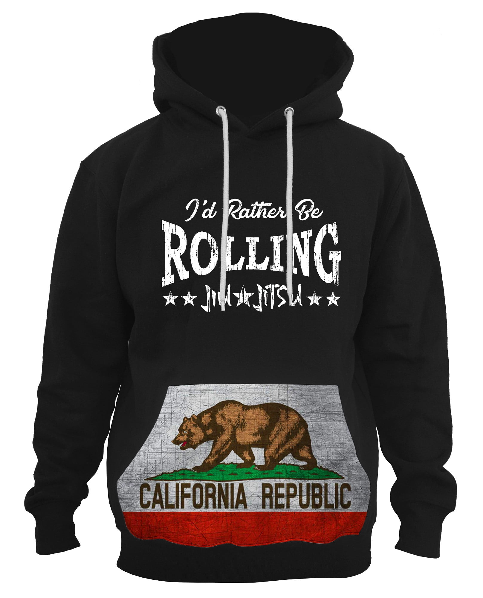 Men's I'd Rather Be Rolling California Flag Black Hoodie PLY P5 Large Black  