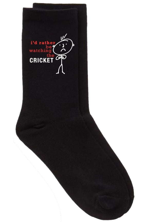 Men's I'd Rather Be Watching The Cricket Black Calf Socks Fathers Day Dad Husband Boyfriend Uncle Grandpa Grandad Presen