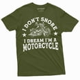 thumbnail image 1 of Men's I don't snore I dream I am a motorcycle T-shirt Biker Bike mens funny Birthday Gift Idea (Small Military Green), 1 of 7