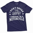thumbnail image 1 of Men's I don't snore I dream I am a motorcycle T-shirt Biker Bike mens funny Birthday Gift Idea (Small Navy Blue), 1 of 7