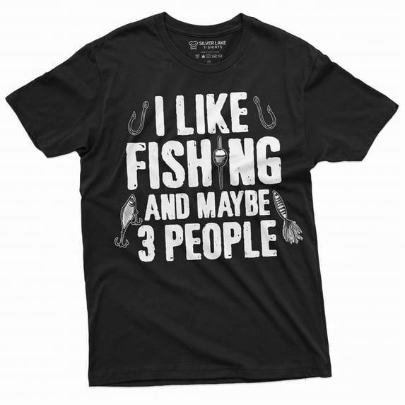Men's I like fishing and maybe 3 people T-shirt grandpa dad fishing tee shirt funny fisherman tee (4X-Large Black)
