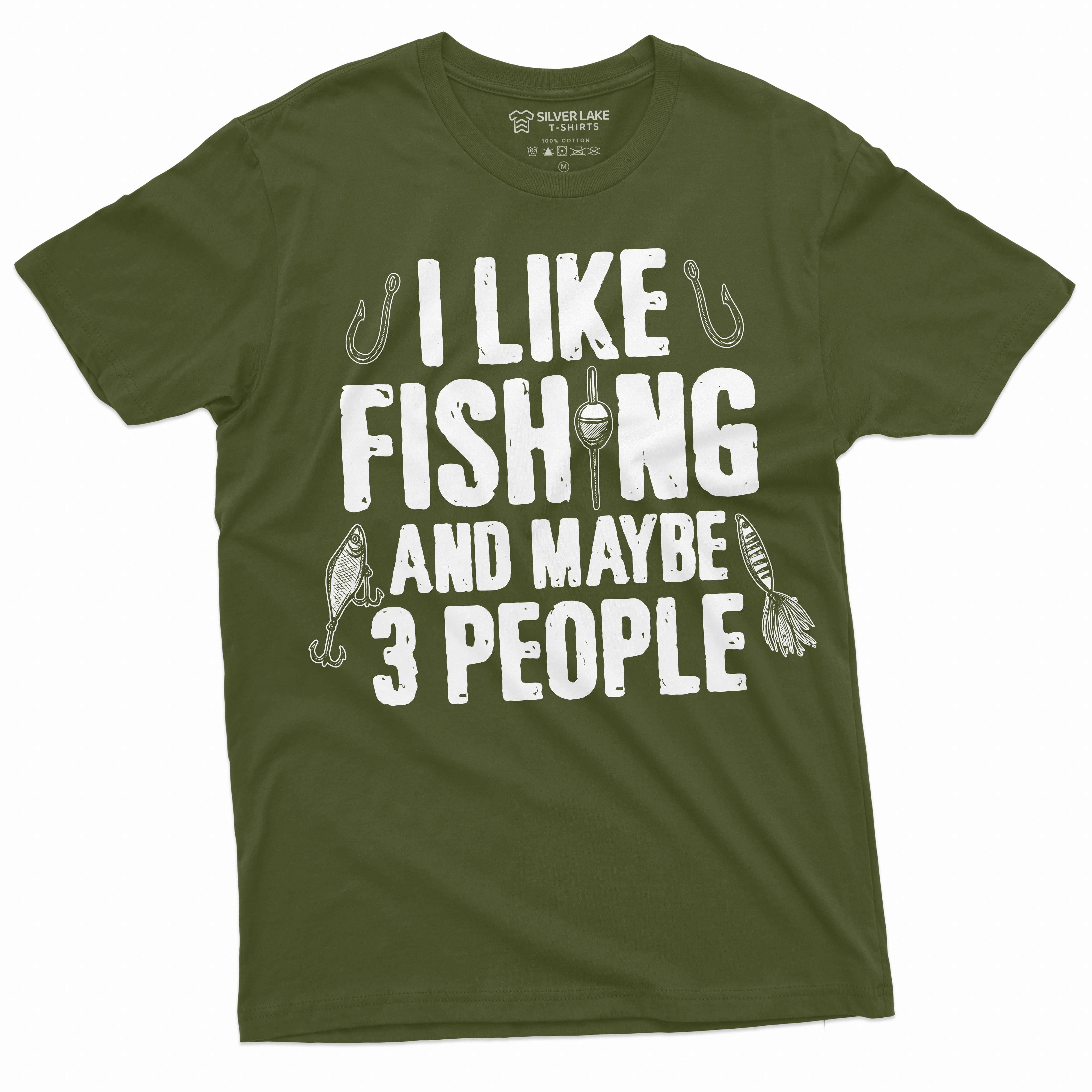 Men's I like fishing and maybe 3 people T-shirt grandpa dad fishing tee ...