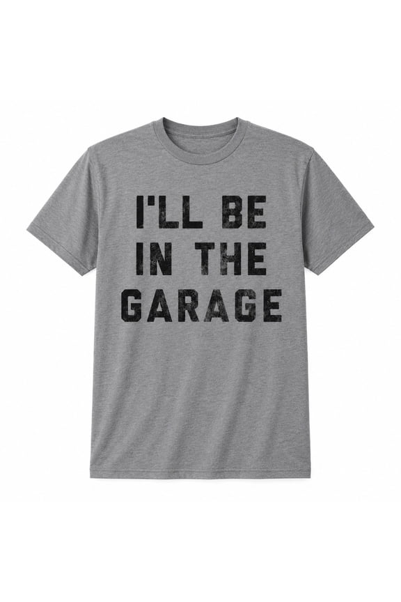 Men's I'll Be In The Garage Graphic T-Shirt, Funny Mechanic Garage Text Tee
