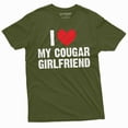 thumbnail image 1 of Men's I love my cougar girlfriend T-shirt Valentine's day boyfriend gift tee shirt (Medium Military Green), 1 of 7