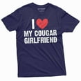 thumbnail image 1 of Men's I love my cougar girlfriend T-shirt Valentine's day boyfriend gift tee shirt (Small Navy Blue), 1 of 7