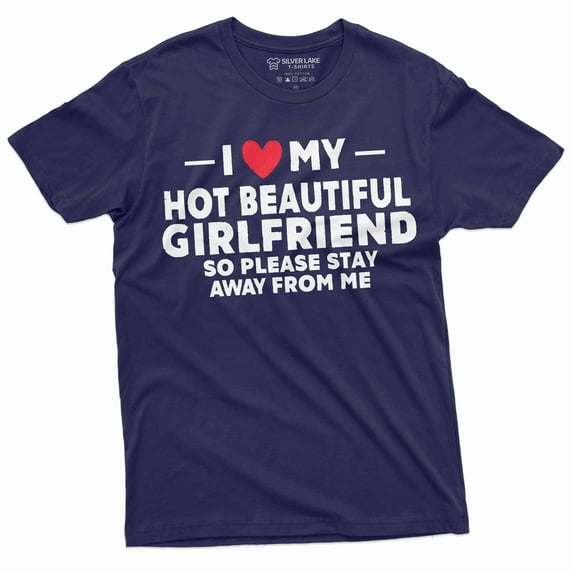 Men's I love my got girlfriend T-shirt Christmas gift for Boyfriend humorous gift for BF (Small Navy Blue)