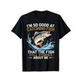 thumbnail image 1 of Men's "I'm So Good At Catching Fish That The Fish Tell Stories" Graphic T-Shirt - 100% Cotton Casual Short Sleeve Tee with Vibrant Fish Design, Regular Fit, Machine Washable, Sizes S-XXXL, Fishing, 1 of 8