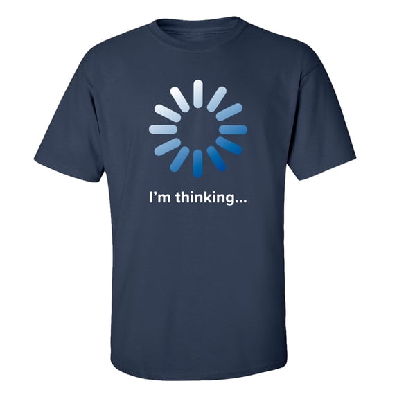 Men's I'm Thinking Funny Buffering Processing Short Sleeve Graphic T-shirt-Navy-medium