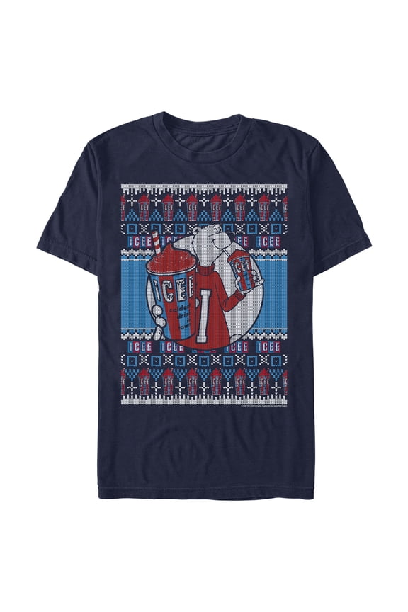 Men's ICEE Bear Ugly Sweater Graphic Tee Navy Blue 2X Large