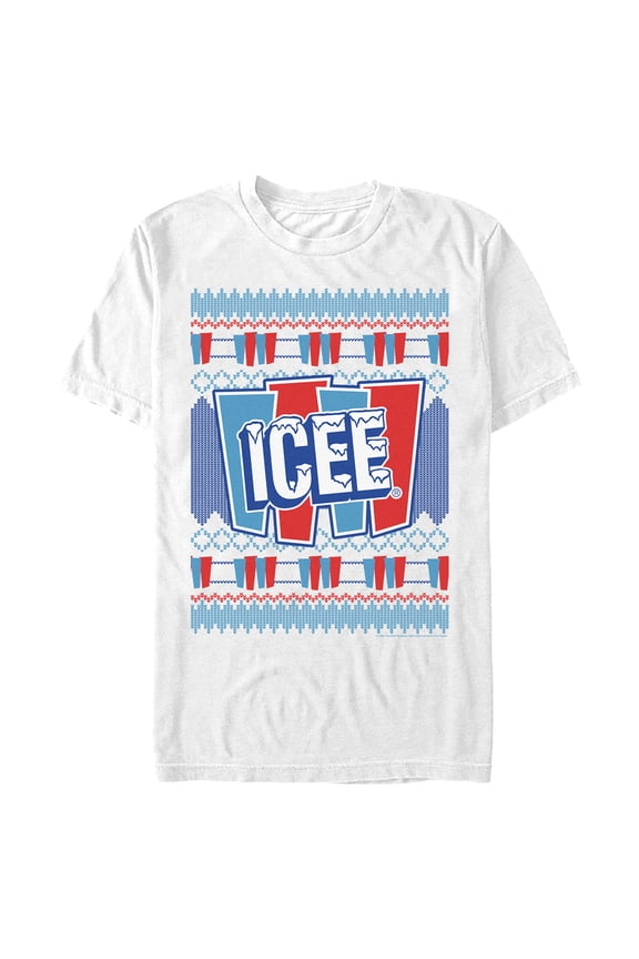 Men's ICEE Retro Ugly Sweater  Graphic Tee White Large