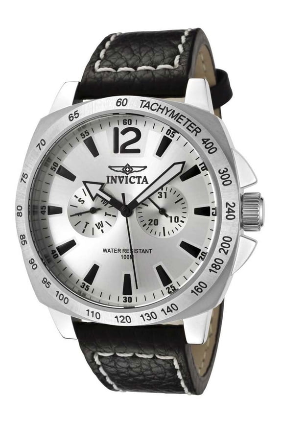 Men's II Silver Dial Black Leather