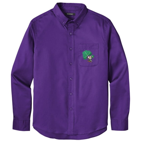 Men's IRISH MOUSE PATCH Twill Shirt with Pocket, 2XL Purple