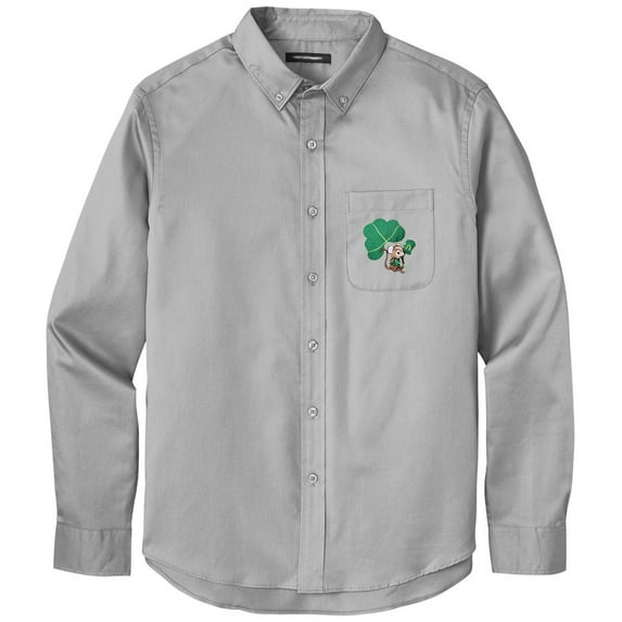 Men's IRISH MOUSE PATCH Twill Shirt with Pocket, Extra-Small Gusty Grey