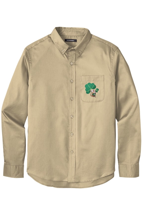 Men's IRISH MOUSE PATCH Twill Shirt with Pocket, Medium Wheat