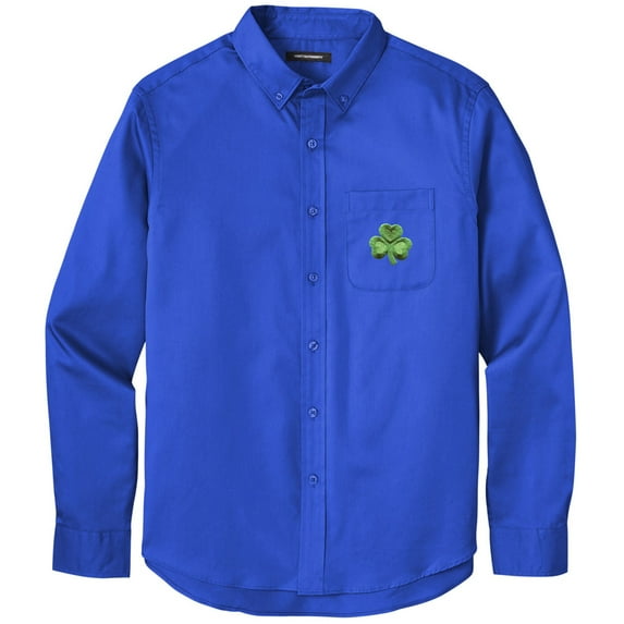 Men's IRISH SHAMROCK PATCH Twill Shirt with Pocket, 3XL Royal Blue