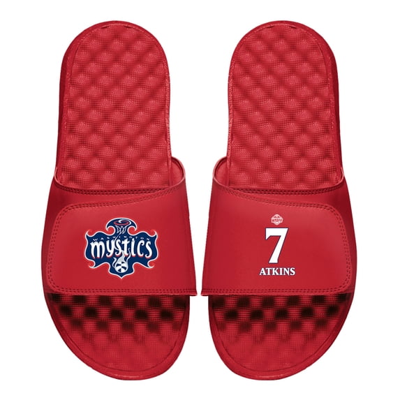 Men's ISlide Ariel Atkins Red Washington Mystics Logo Split Slide Sandals