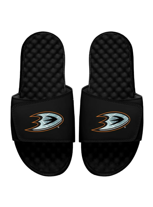 Men's ISlide Black Anaheim Ducks Ice Clipping Mask Slide Sandals