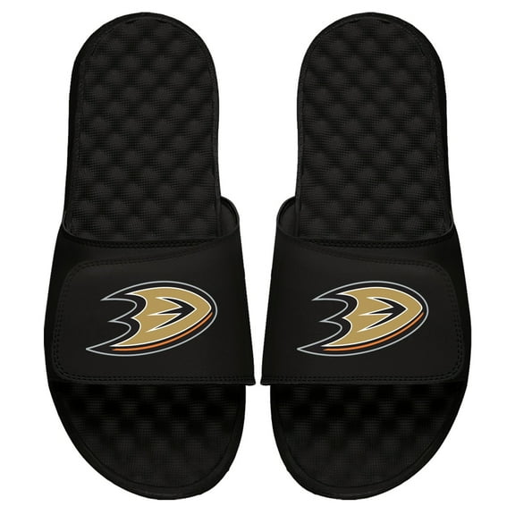 Men's ISlide Black Anaheim Ducks Primary Logo Slide Sandals