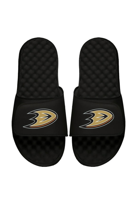Men's ISlide Black Anaheim Ducks Primary Logo Slide Sandals