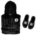 thumbnail image 1 of Men's ISlide  Black Brooklyn Nets Hooded Phantom Robe & Fur Slide Bundle, 1 of 1