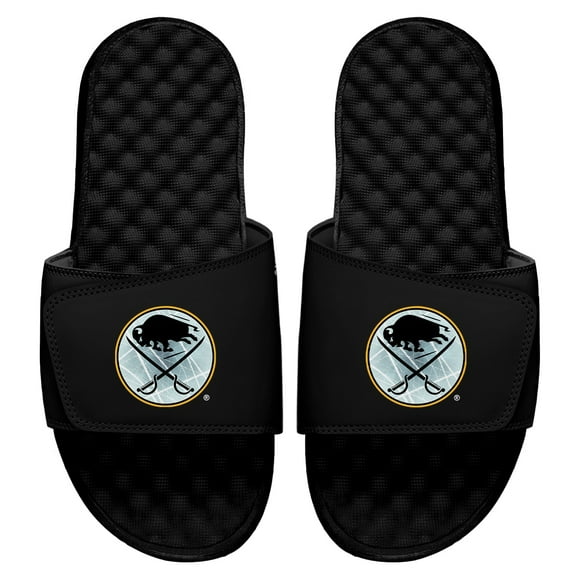 Men's ISlide Black Buffalo Sabres Ice Clipping Mask Slide Sandals