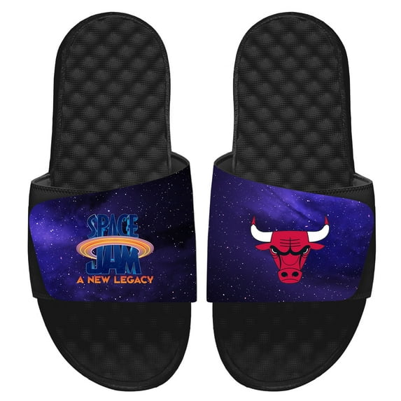 Men's ISlide Black Chicago Bulls Space Jam 2 Galaxy Slide Sandals