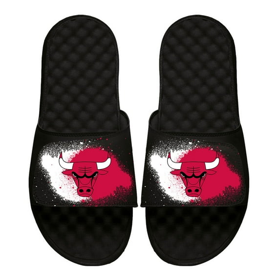Men's ISlide Black Chicago Bulls Spray Paint Slide Sandals