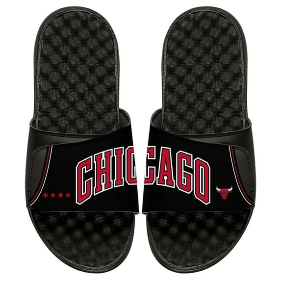 Men's ISlide Black Chicago Bulls Statement Jersey Split Slide Sandals