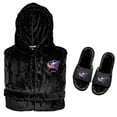 thumbnail image 1 of Men's ISlide  Black Columbus Blue Jackets Hooded Phantom Robe & Fur Slide Bundle, 1 of 1