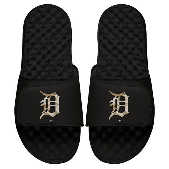 Men's ISlide Black Detroit Tigers Camo Logo Slide Sandals