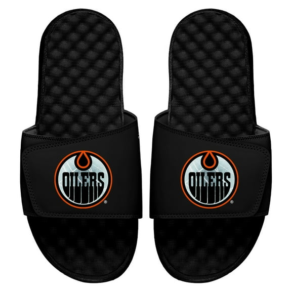 Men's ISlide Black Edmonton Oilers Ice Clipping Mask Slide Sandals