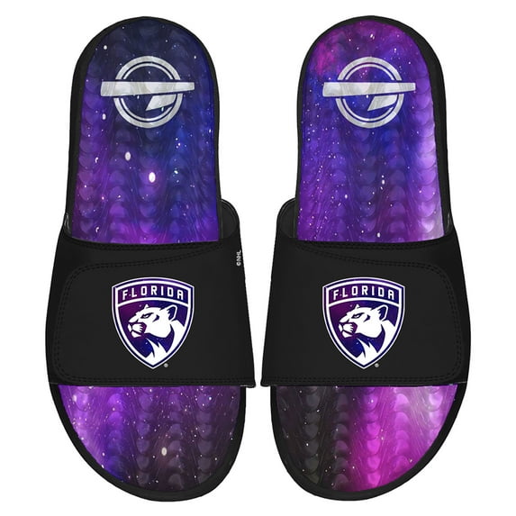 Men's ISlide Black Florida Panthers Galaxy Gel Slide Sandals