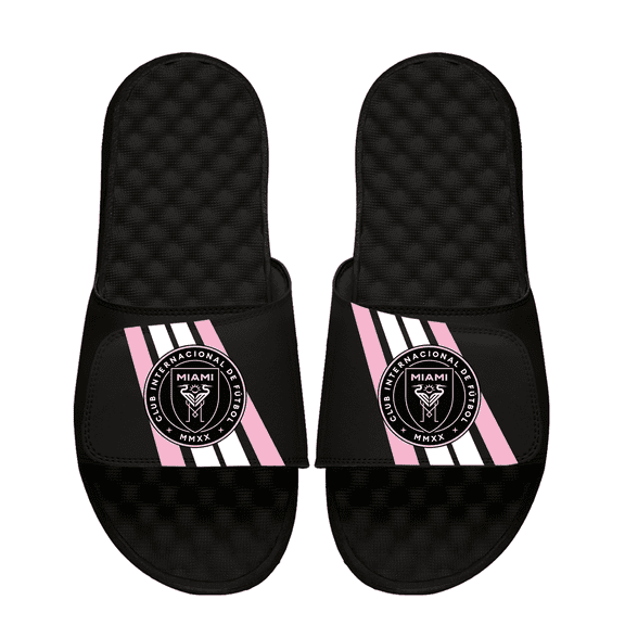 Men's ISlide Black Inter Miami CF Vertical Stripes Slide Sandals
