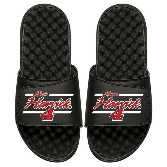 Men's ISlide Black Kevin Harvick NASCAR Driver Bar Slide Sandals