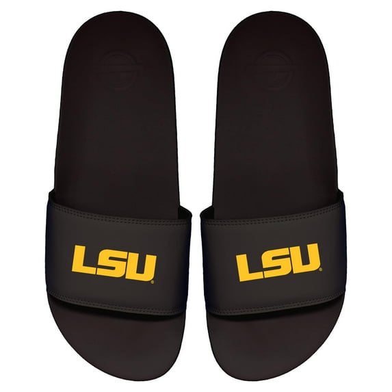 Men's ISlide Black LSU Tigers Primary Logo Motto Slide Sandals