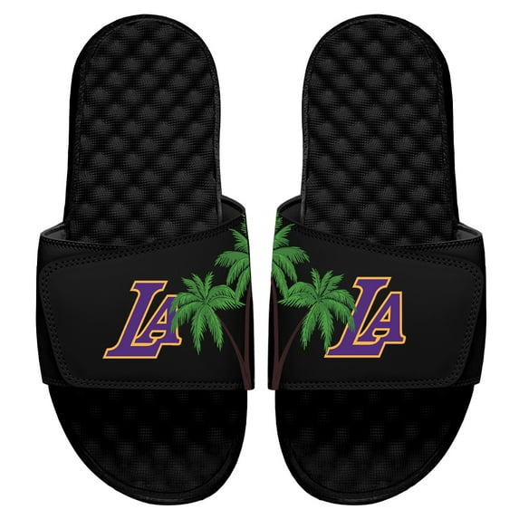 Men's ISlide Black Los Angeles Lakers Local City Patch Design Slide Sandals