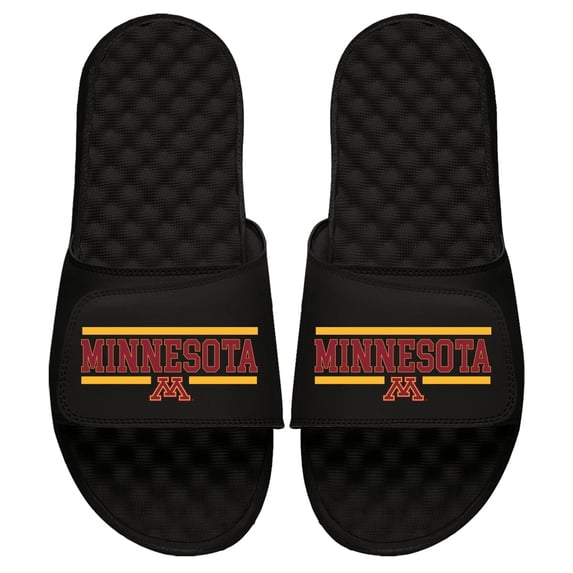 Men's ISlide Black Minnesota Golden Gophers Football Bar Logo Slide Sandals