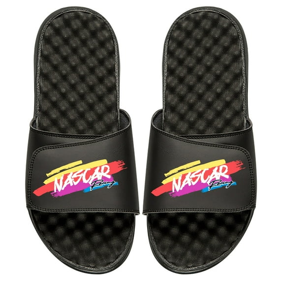 Men's ISlide Black NASCAR Vintage Word Slide Sandals