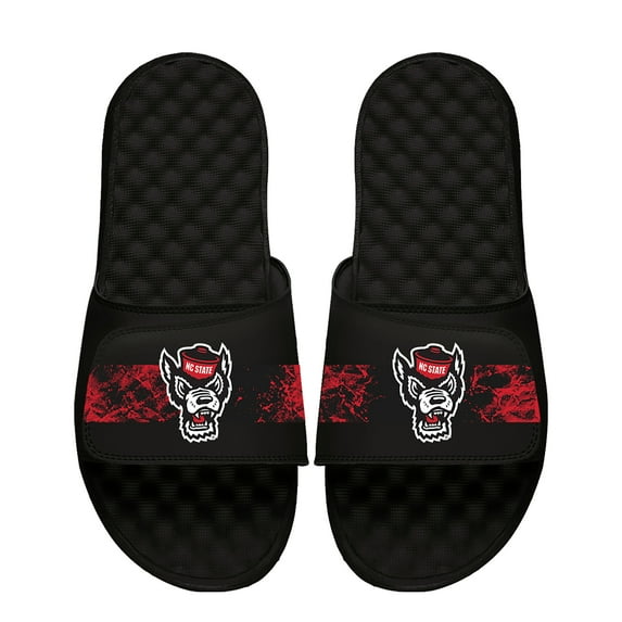 Men's ISlide Black NC State Wolfpack Distressed Slide Sandals