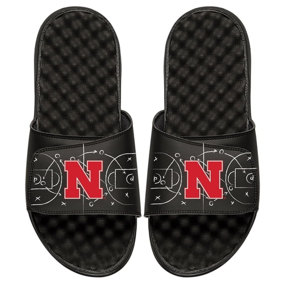 Men's ISlide Black Nebraska Huskers Chalk Court Slide Sandals
