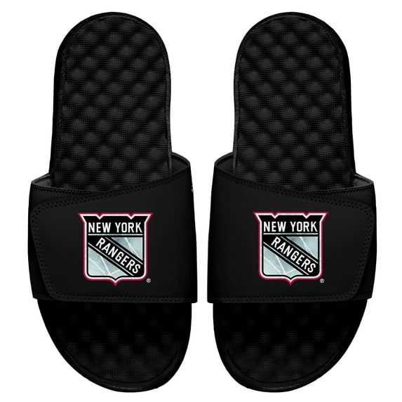 Men's ISlide Black New York Rangers Ice Clipping Mask Slide Sandals