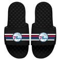 thumbnail image 1 of Men's ISlide Black Philadelphia 76ers Stripes Slide Sandals, 1 of 1