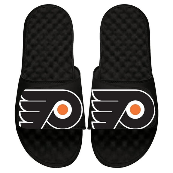 Men's ISlide Black Philadelphia Flyers Blown Up Logo Slide Sandals