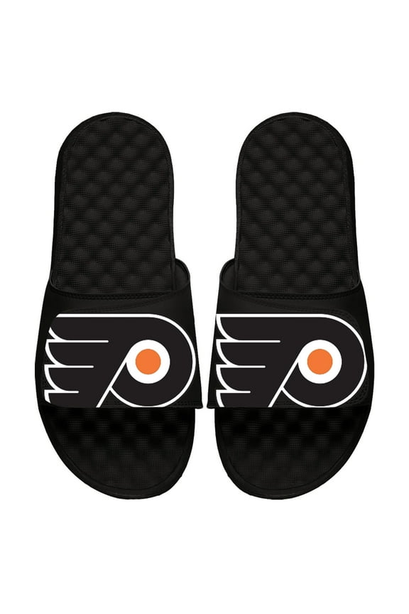 Men's ISlide Black Philadelphia Flyers Blown Up Logo Slide Sandals