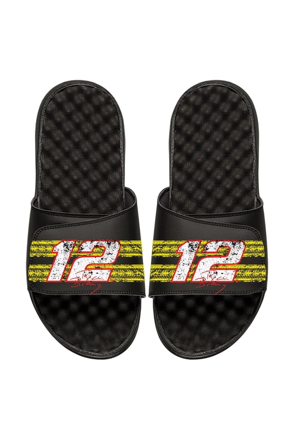 Men's ISlide Black Ryan Blaney NASCAR Driver Tire Marks Slide Sandals
