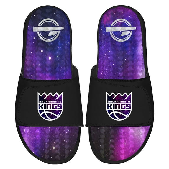 Men's ISlide Black Sacramento Kings Galaxy Gel Slide Sandals