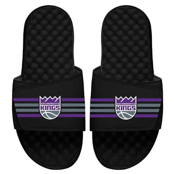 Men's ISlide Black Sacramento Kings Stripes Slide Sandals