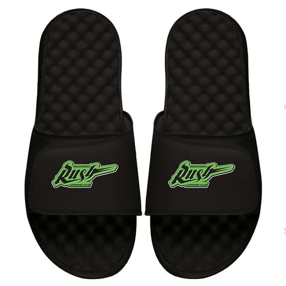 Men's ISlide Black Saskatchewan Rush Primary Logo Slide Sandals